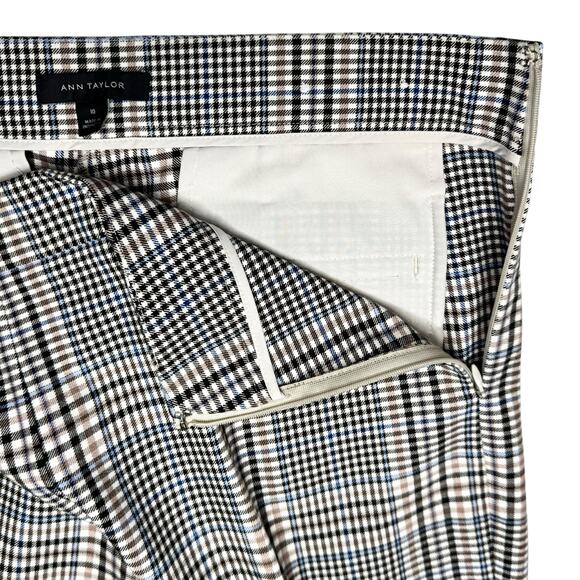 Ann Taylor The Side-Zip Ankle Plaid Pant Sz 10 High Waist Straight Leg Trousers - Picture 5 of 10